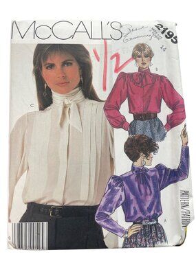 Vintage 80s McCall’s 2195 Sewing Pattern Size 14 Misses Blouse Dressmaking UNCUT
